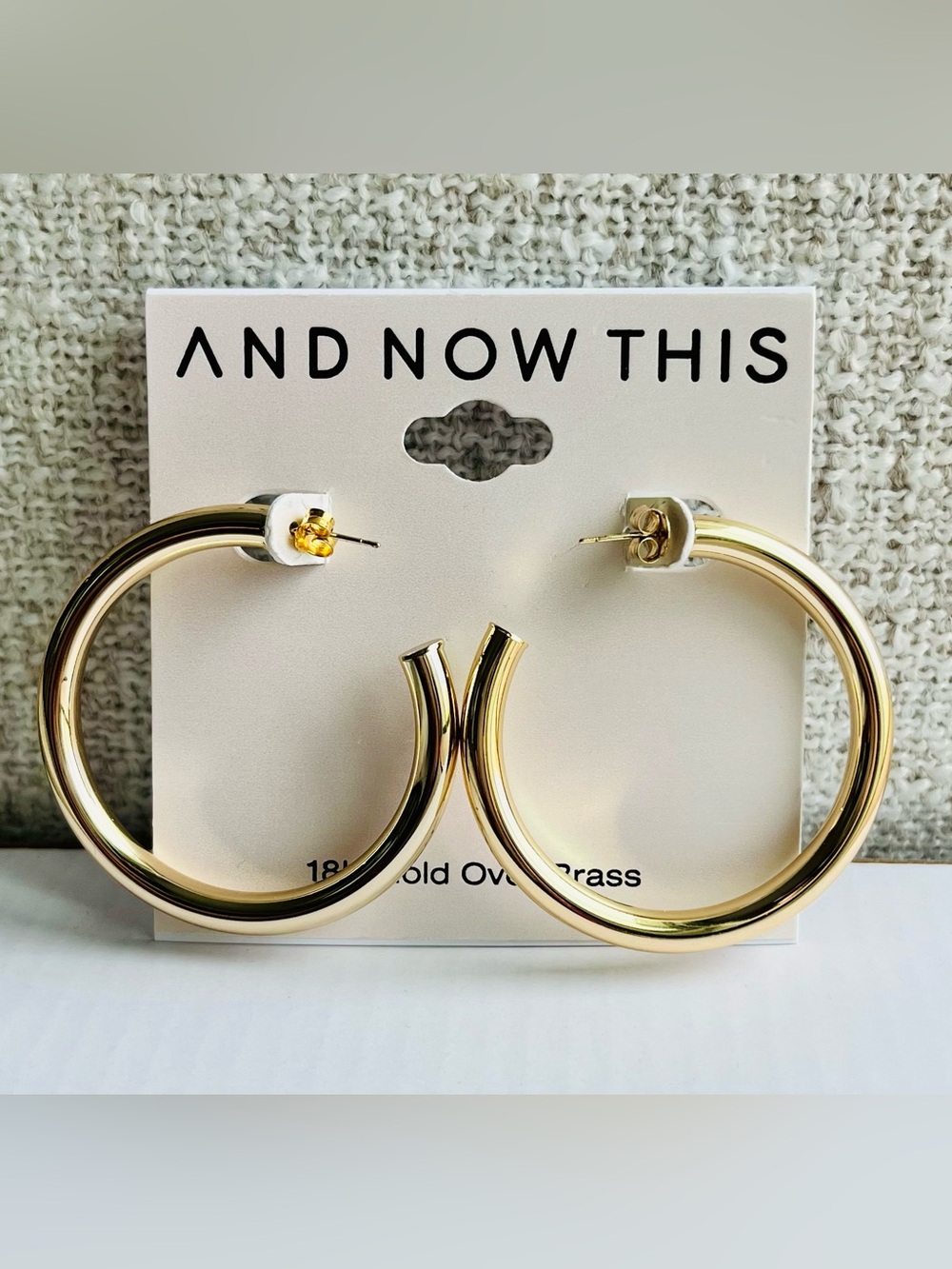And Now This Medium Tube C Hoop Earring in 18K Gold Plate